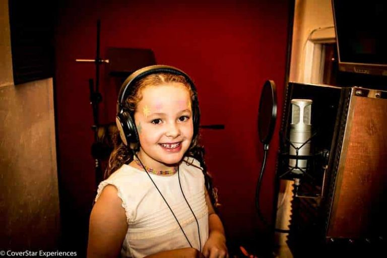 Young performer recording at Kids Parties Liverpool